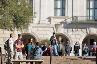 Students talking outside